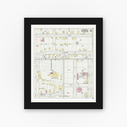 Old map wall art mockup — black gallery frame with white mat — Sanborn Fire Insurance Map from Mount Vernon, Westchester County, New York (1892) - Complete Map Set