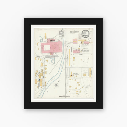 Old map wall art mockup — black gallery frame with white mat — Sanborn Fire Insurance Map from Weatherly, Carbon County, Pennsylvania (1900) - Complete Map Set