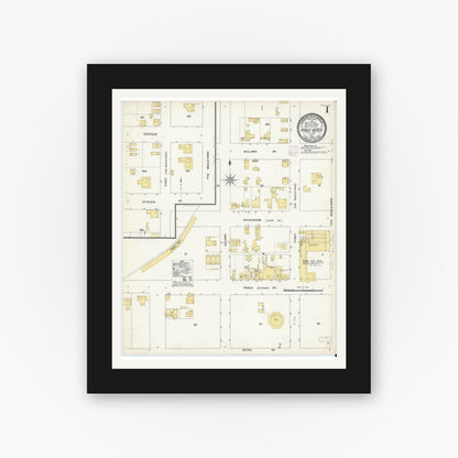 Old map wall art mockup — black gallery frame with white mat — Sanborn Fire Insurance Map from Pablo Beach, Duval County, Florida (1909), Sheet #0001
