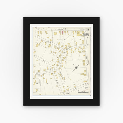 Old map wall art mockup — black gallery frame with white mat — Sanborn Fire Insurance Map from Rockport, Essex County, Massachusetts (1917), Sheet #0007