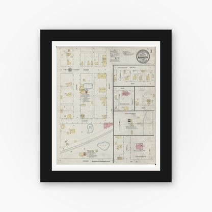 Old map wall art mockup — black gallery frame with white mat — Sanborn Fire Insurance Map from Norris City, White County, Illinois (1912) - Complete Map Set