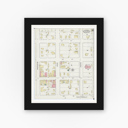 Old map wall art mockup — black gallery frame with white mat — Sanborn Fire Insurance Map from Lacon, Marshall County, Illinois (1893), Sheet #0002