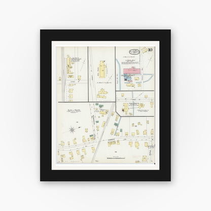 Old map wall art mockup — black gallery frame with white mat — Sanborn Fire Insurance Map from Plymouth, Plymouth County, Massachusetts (1896), Sheet #0010