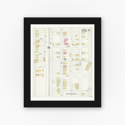 Old map wall art mockup — black gallery frame with white mat — Sanborn Fire Insurance Map from Alliance, Northampton County, Pennsylvania (1904), Sheet #0006