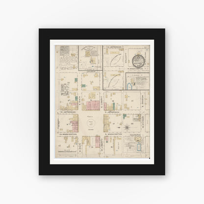 Old map wall art mockup — black gallery frame with white mat — Sanborn Fire Insurance Map from Pilot Point, Denton County, Texas (1885), Sheet #0001