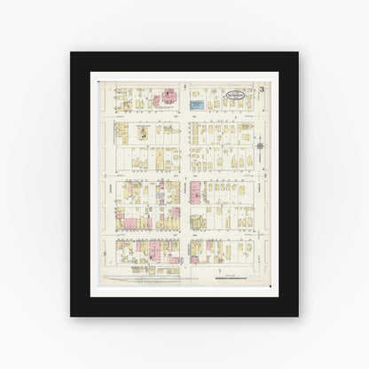 Old map wall art mockup — black gallery frame with white mat — Sanborn Fire Insurance Map from Two Harbors, Lake County, Minnesota (1914), Sheet #0003