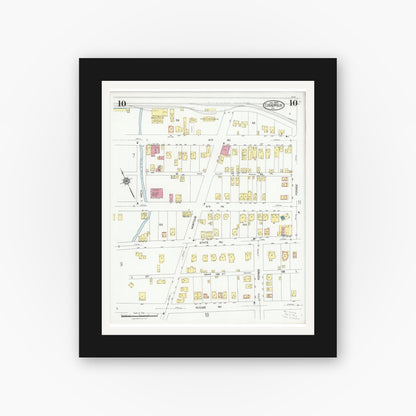 Old map wall art mockup — black gallery frame with white mat — Sanborn Fire Insurance Map from Coraopolis, Allegheny County, Pennsylvania (1924), Sheet #0010