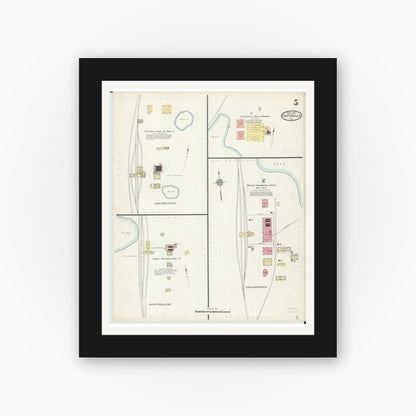 Old map wall art mockup — black gallery frame with white mat — Sanborn Fire Insurance Map from Carterville, Williamson County, Illinois (1913), Sheet #0005