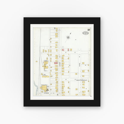 Old map wall art mockup — black gallery frame with white mat — Sanborn Fire Insurance Map from Washington, Washington County, Pennsylvania (1900), Sheet #0018
