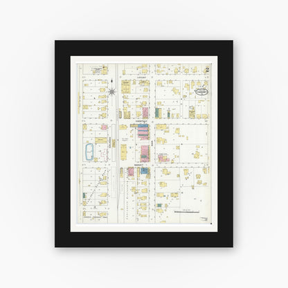 Old map wall art mockup — black gallery frame with white mat — Sanborn Fire Insurance Map from Chrisney, Spencer County, Indiana (1909), Sheet #0002