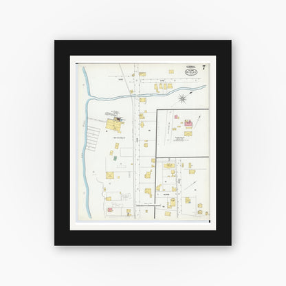Old map wall art mockup — black gallery frame with white mat — Sanborn Fire Insurance Map from Ripley, Brown County, Ohio (1904), Sheet #0007