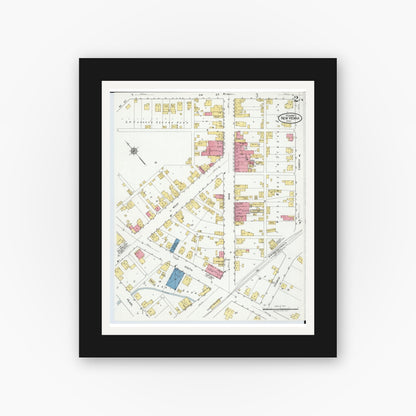 Old map wall art mockup — black gallery frame with white mat — Sanborn Fire Insurance Map from New Vienna, Clinton County, Ohio (1919), Sheet #0002