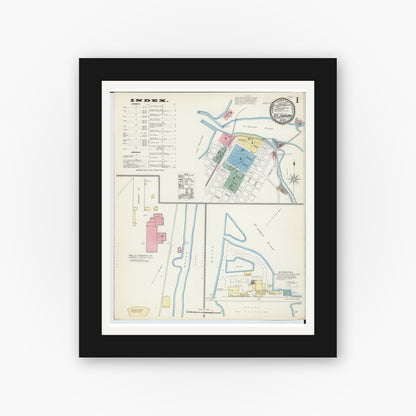 Old map wall art mockup — black gallery frame with white mat — Sanborn Fire Insurance Map from Saint Joseph, Berrien County, Michigan (1892) - Complete Map Set