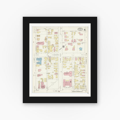 Old map wall art mockup — black gallery frame with white mat — Sanborn Fire Insurance Map from Rome, Oneida County, New York (1914), Sheet #0006