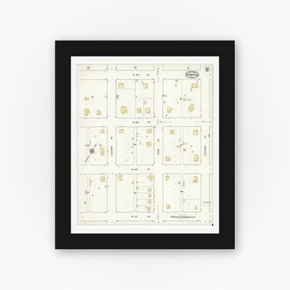 Old map wall art mockup — black gallery frame with white mat — Sanborn Fire Insurance Map from Hereford, Deaf Smith County, Texas (1920), Sheet #0008