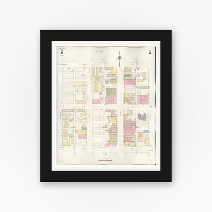 Old map wall art mockup — black gallery frame with white mat — Sanborn Fire Insurance Map from Borger, Hutchinson County, Texas (1950), Sheet #0002