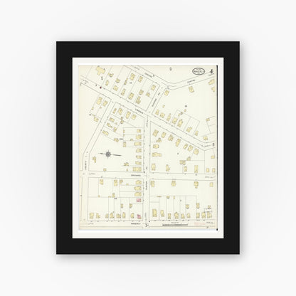 Old map wall art mockup — black gallery frame with white mat — Sanborn Fire Insurance Map from Waverly, Tioga County, New York (1914), Sheet #0004