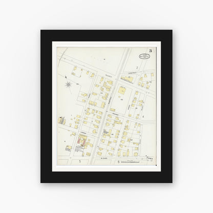 Old map wall art mockup — black gallery frame with white mat — Sanborn Fire Insurance Map from Beverly, Essex County, Massachusetts (1896), Sheet #0003