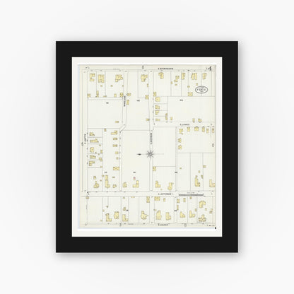Old map wall art mockup — black gallery frame with white mat — Sanborn Fire Insurance Map from Paris, Lamar County, Texas (1897), Sheet #0004