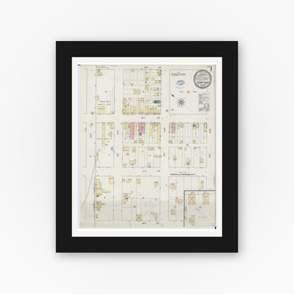 Old map wall art mockup — black gallery frame with white mat — Sanborn Fire Insurance Map from Heron Lake, Jackson County, Minnesota (1894) - Complete Map Set