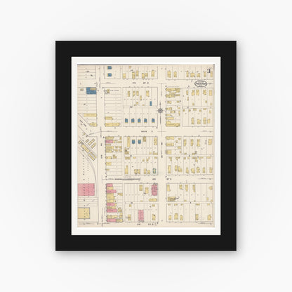 Old map wall art mockup — black gallery frame with white mat — Sanborn Fire Insurance Map from Proctor, Saint Louis County, Minnesota (1922), Sheet #0003