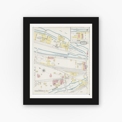 Old map wall art mockup — black gallery frame with white mat — Sanborn Fire Insurance Map from Lynchburg, Independent Cities, Virginia (1890), Sheet #0007
