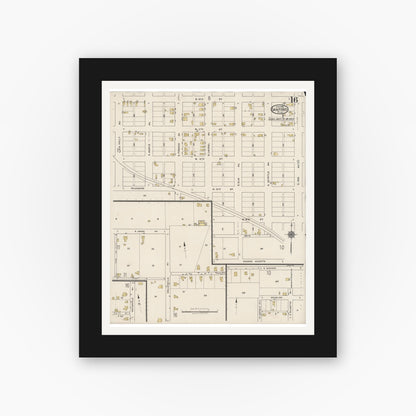 Old map wall art mockup — black gallery frame with white mat — Sanborn Fire Insurance Map from Sanford, Seminole County, Florida (1922), Sheet #0016