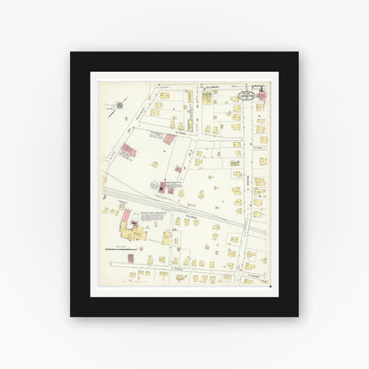Old map wall art mockup — black gallery frame with white mat — Sanborn Fire Insurance Map from Lexington, Davidson County, North Carolina (1913), Sheet #0004