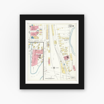 Old map wall art mockup — black gallery frame with white mat — Sanborn Fire Insurance Map from Beloit, Rock County, Wisconsin (1926), Sheet #0008