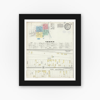 Old map wall art mockup — black gallery frame with white mat — Sanborn Fire Insurance Map from Hurley, Iron County, Wisconsin (1898) - Complete Map Set