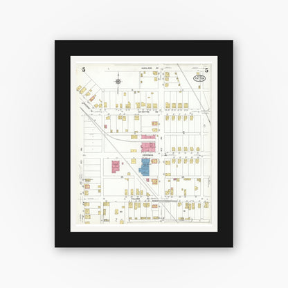 Old map wall art mockup — black gallery frame with white mat — Sanborn Fire Insurance Map from Patton, Cambria County, Pennsylvania (1923), Sheet #0005