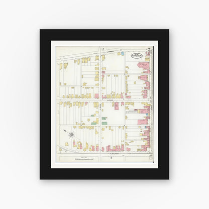 Old map wall art mockup — black gallery frame with white mat — Sanborn Fire Insurance Map from Shippensburg, Cumberland And Franklin Counties, Pennsylvania (1904), Sheet #0007