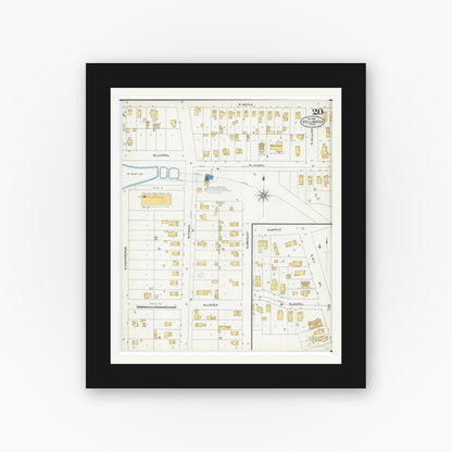Old map wall art mockup — black gallery frame with white mat — Sanborn Fire Insurance Map from Stillwater, Washington County, Minnesota (1904), Sheet #0020