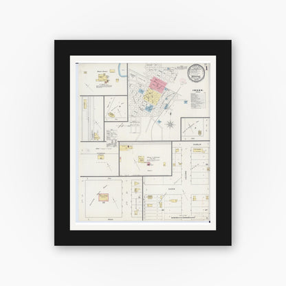 Old map wall art mockup — black gallery frame with white mat — Sanborn Fire Insurance Map from Wadena, Wadena County, Minnesota (1894) - Complete Map Set
