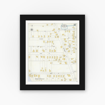 Old map wall art mockup — black gallery frame with white mat — Sanborn Fire Insurance Map from Saint Augustine, Saint John's County, Florida (1904), Sheet #0015