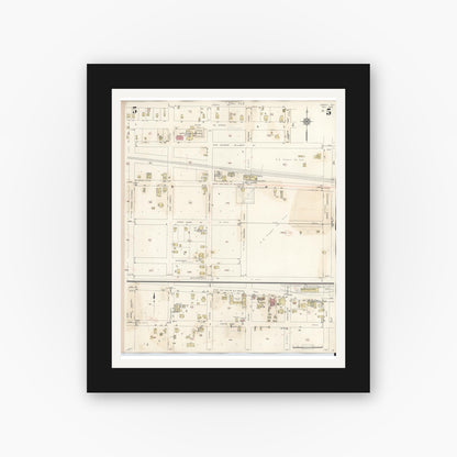 Old map wall art mockup — black gallery frame with white mat — Sanborn Fire Insurance Map from Liberty, Liberty County, Texas (1945), Sheet #0005