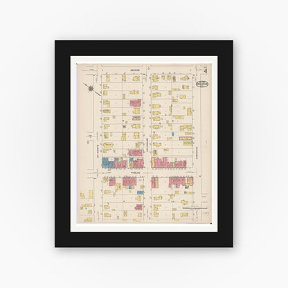 Old map wall art mockup — black gallery frame with white mat — Sanborn Fire Insurance Map from Decatur, Van Buren County, Michigan (1922), Sheet #0004