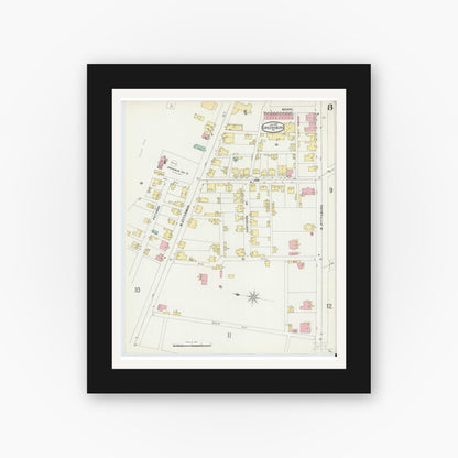 Old map wall art mockup — black gallery frame with white mat — Sanborn Fire Insurance Map from Greensburg, Westmoreland County, Pennsylvania (1897), Sheet #0008