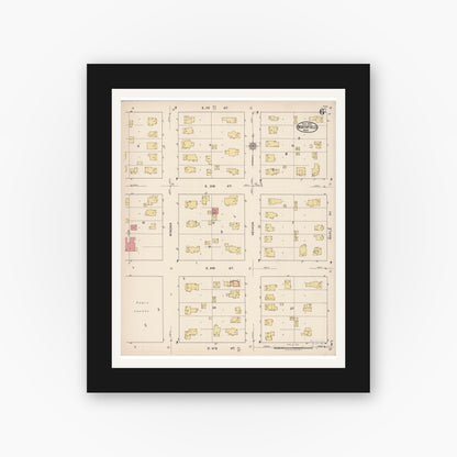 Old map wall art mockup — black gallery frame with white mat — Sanborn Fire Insurance Map from Northfield, Rice County, Minnesota (1922), Sheet #0006