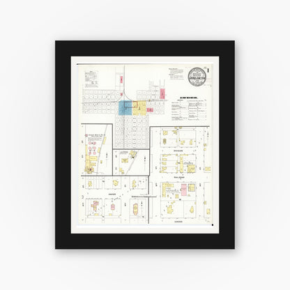 Old map wall art mockup — black gallery frame with white mat — Sanborn Fire Insurance Map from Grand Junction, Greene County, Iowa (1909) â€” Complete Set