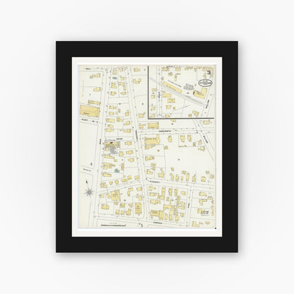 Old map wall art mockup — black gallery frame with white mat — Sanborn Fire Insurance Map from Stoneham, Middlesex County, Massachusetts (1897), Sheet #0003