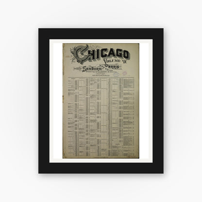 Old map wall art mockup — black gallery frame with white mat — Sanborn Fire Insurance Map from Chicago, Cook County, Illinois (1897), Sheet #0001