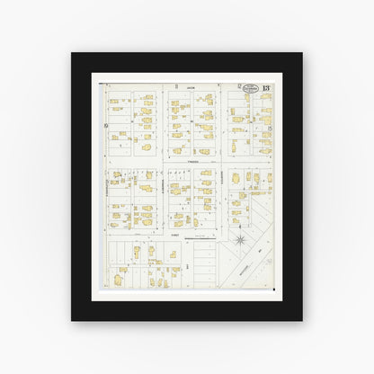 Old map wall art mockup — black gallery frame with white mat — Sanborn Fire Insurance Map from Escanaba, Delta County, Michigan (1899), Sheet #0013
