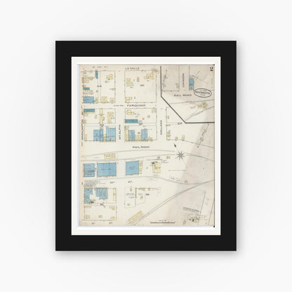 Old map wall art mockup — black gallery frame with white mat — Sanborn Fire Insurance Map from Navasota, Grimes County, Texas (1885), Sheet #0002