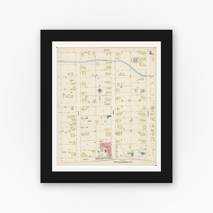 Old map wall art mockup — black gallery frame with white mat — Sanborn Fire Insurance Map from Bethel, Clermont County, Ohio (1922), Sheet #0005