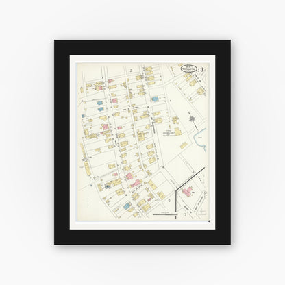 Old map wall art mockup — black gallery frame with white mat — Sanborn Fire Insurance Map from Northampton, Northampton County, Pennsylvania (1911), Sheet #0003