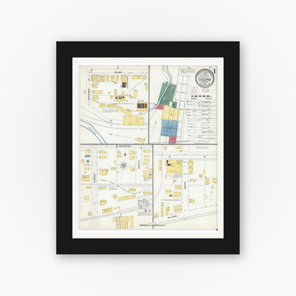 Old map wall art mockup — black gallery frame with white mat — Sanborn Fire Insurance Map from Luzerne, Luzerne County, Pennsylvania (1903) - Complete Map Set
