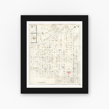 Old map wall art mockup — black gallery frame with white mat — Sanborn Fire Insurance Map from Cotulla, La Salle County, Texas (1948), Sheet #0004