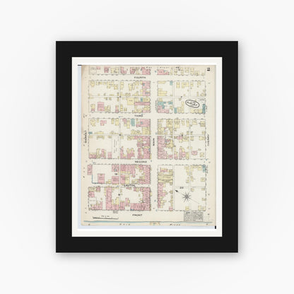 Old map wall art mockup — black gallery frame with white mat — Sanborn Fire Insurance Map from Ripley, Brown County, Ohio (1884), Sheet #0002