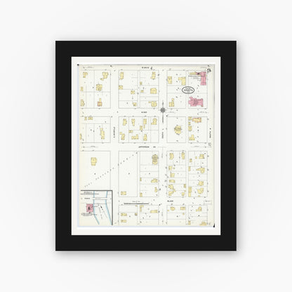 Old map wall art mockup — black gallery frame with white mat — Sanborn Fire Insurance Map from Sparta, Monroe County, Wisconsin (1911), Sheet #0009